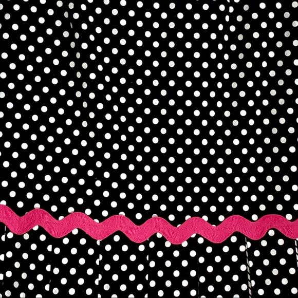 Acorn Black and White Polka Dot Knife Pleated Pink Trim Skirt Size 6 - Picture 7 of 10